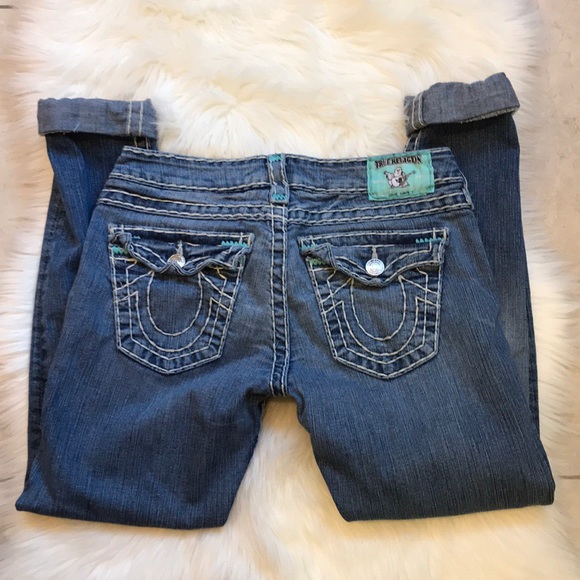 Contrast Stitching Washed Blue Jeans - Picture 5 of 7